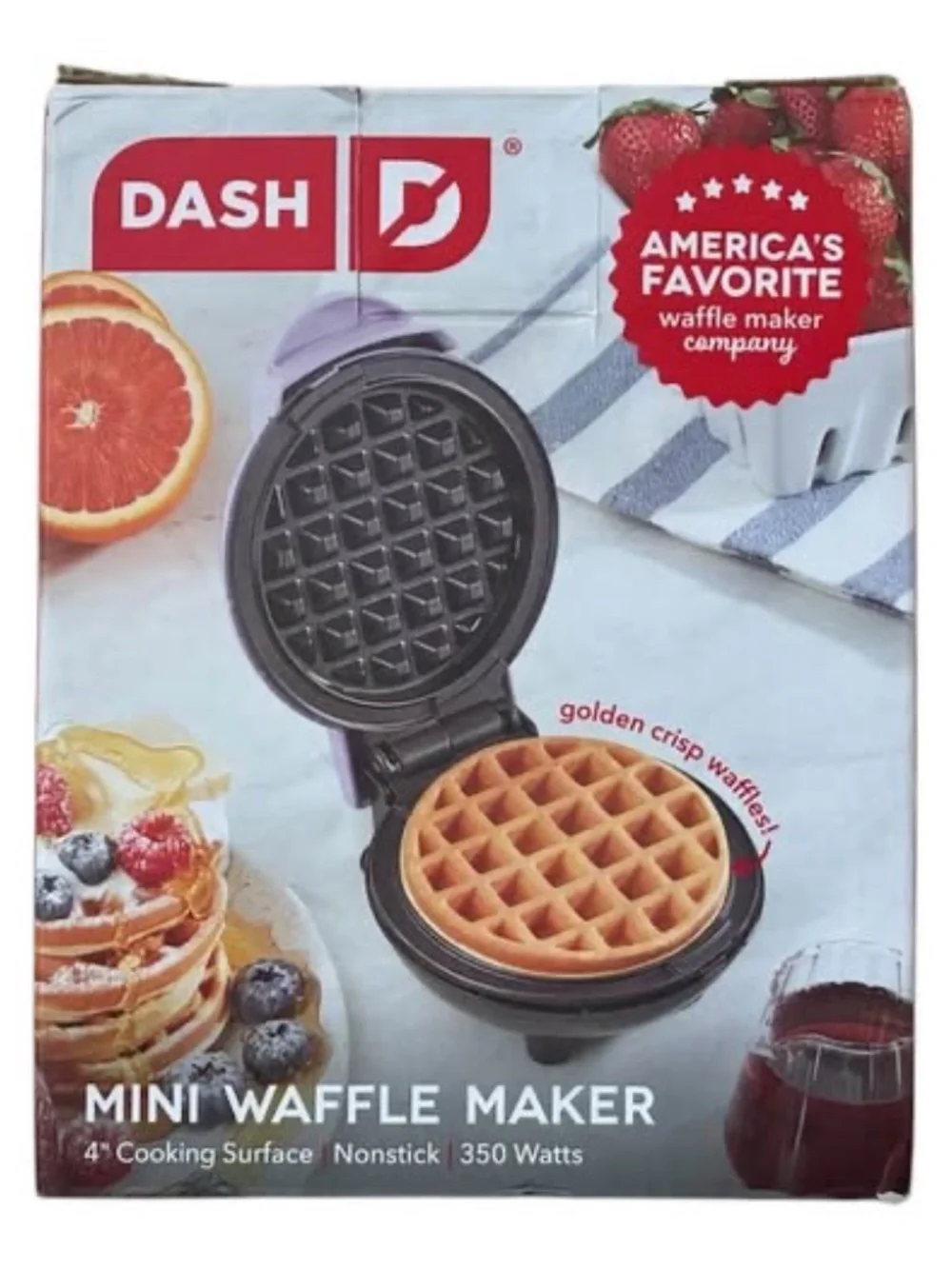 Dash Mini Waffle Maker 4” *Non-Stick Plate* Lilac NEW